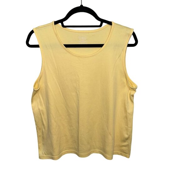 L.L Bean Yellow Tank Top and Matching Cardigan100% Supima Cotton Sz L Petite - Picture 2 of 13